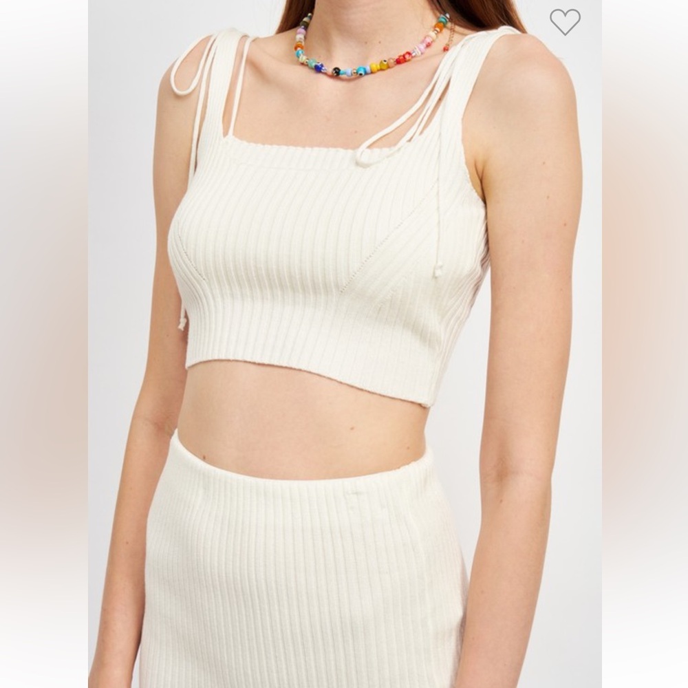 Matching Skirt Set: Off-White Ribbed Knit 2-Piece Set / NWT - Picture 2 of 7
